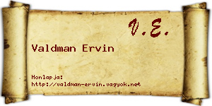 Valdman Ervin névjegykártya